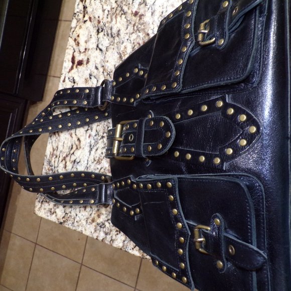 Betsey Johnson Handbag Leather Studded Black purse - Picture 7 of 15